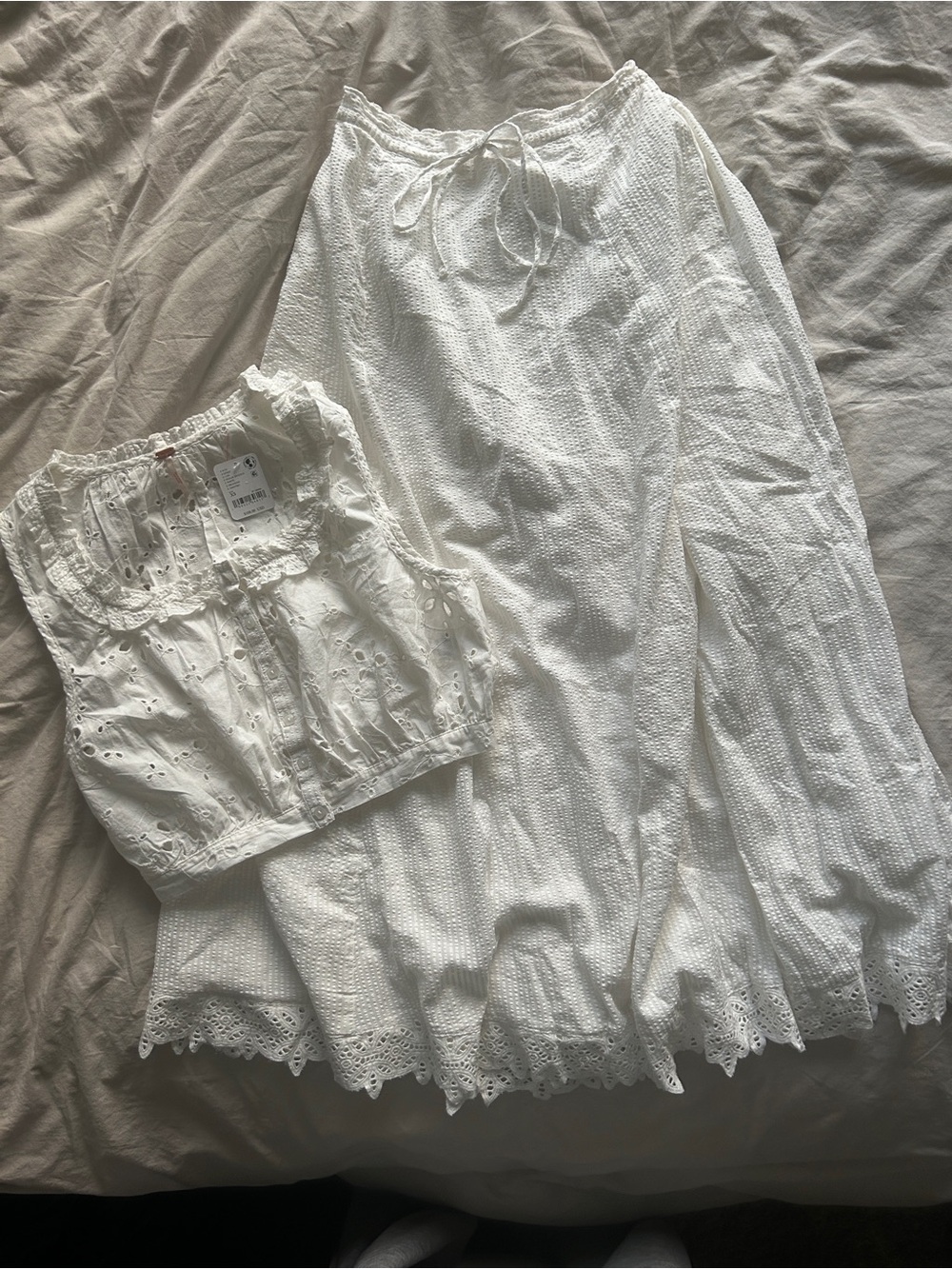 Free People White Eyelet Maxi Skirt - NWT XS